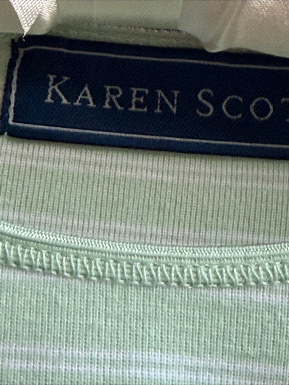 Karen Scott Mint Striped Tee Size XL - Picture 5 of 7